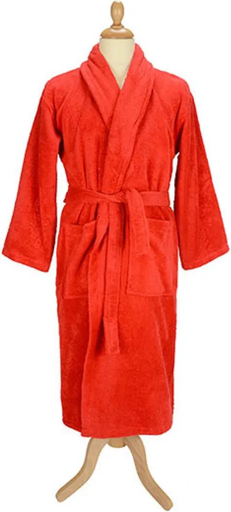 A&R 025.50 | Accappatoio da uomo con collo a scialle / Oeko-Tex - Colore: Rosso fuoco - Taglia: S/M