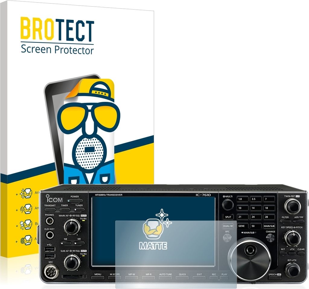 2x BROTECT Schutzfolie für Icom IC-7610 Displayschutz Displayschutzfolie Folie Matt Entspiegelungsfolie