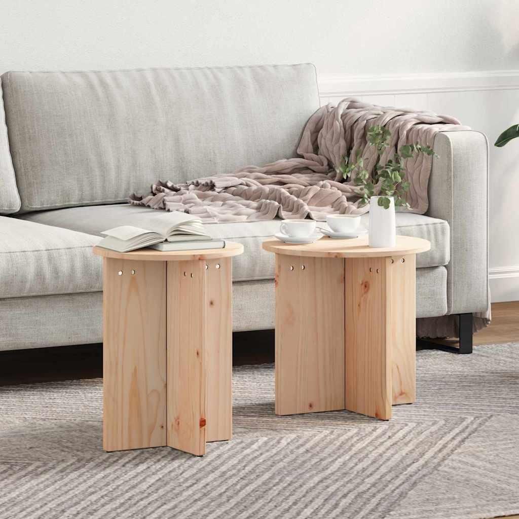 Couchtisch 2 pcs Natürlich 41,5 x 41,5 x 41 cm Massivkiefer, Couchtische Design Möbel Neu