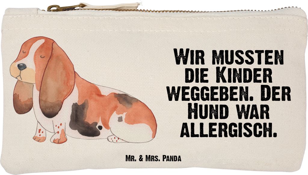 Mr. & Mrs. Panda Etui Hund Basset Hound Größe S Klein - Weiß - Geschenk, Süß, aufbewahrungstasche, Sprüche, Make-Up Tasche, Schulmäppchen, F...