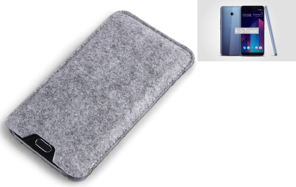 K-S-Trade Filz Handyhülle kompatibel mit HTC U11 Plus Schutzhülle Filztasche Filz Tasche Case Sleeve Handy Hülle Filzhülle grau