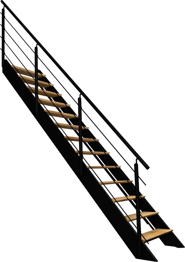 SPECTRA - Gerade Treppe mit integrierten LEDs, schwarz