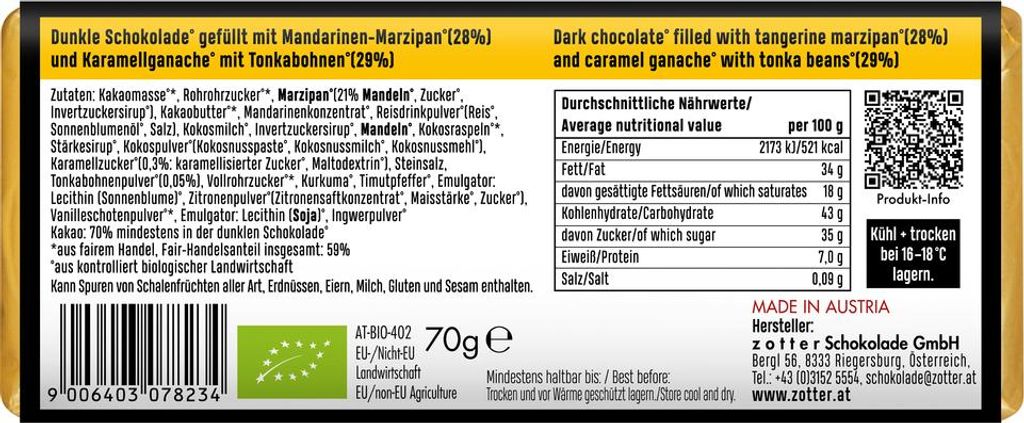 Mandarine Tonka Karamell vegan 70g 6er Pack