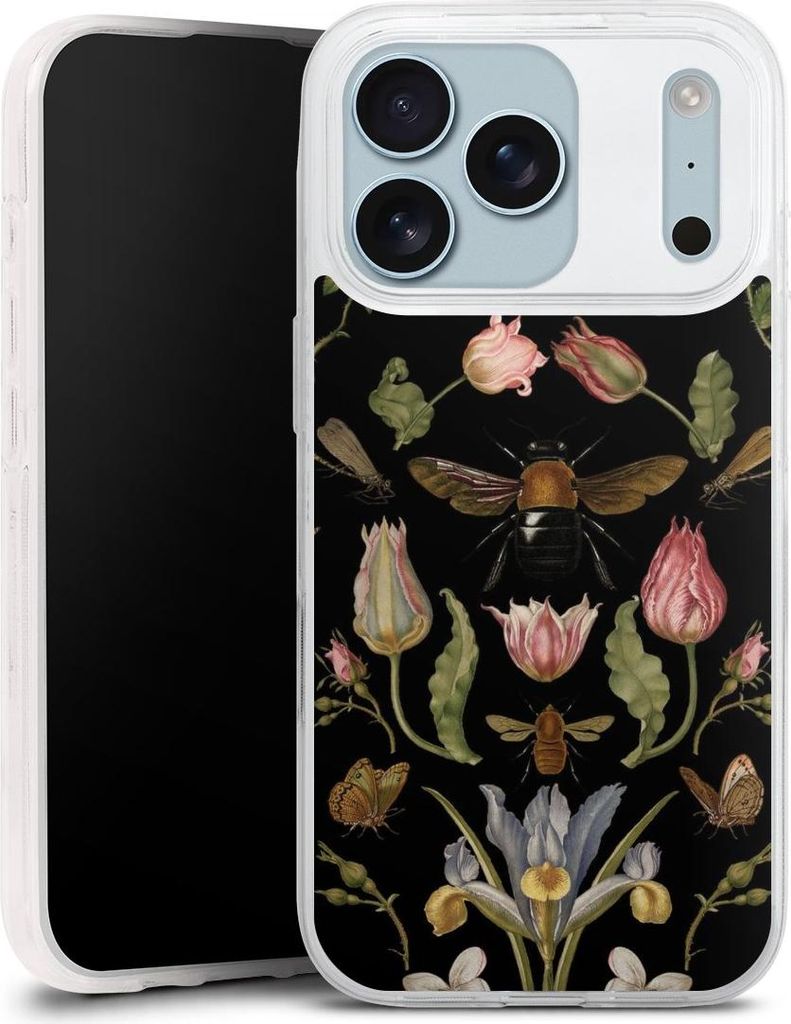 DeinDesign Slim Hülle für Apple iPhone 17 Pro Silikon Case Ultra Dünn Handyhülle Biene Blumenkranz Blüte