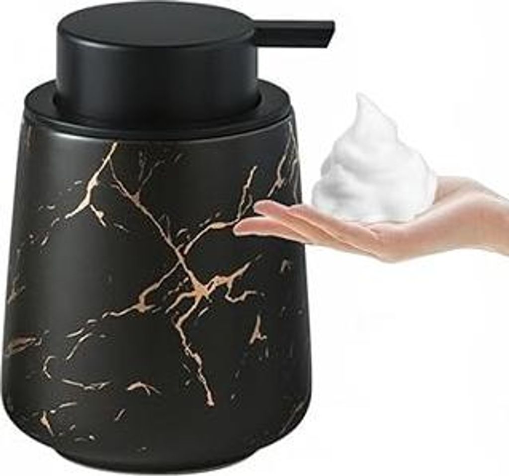XUDREZ Seifenspender küche Schaumseifenspender, Keramik 380ml Nachfüllbarer Spülmittelspender, Soap Dispenser Seifenschaumspender Pumpflasche f...