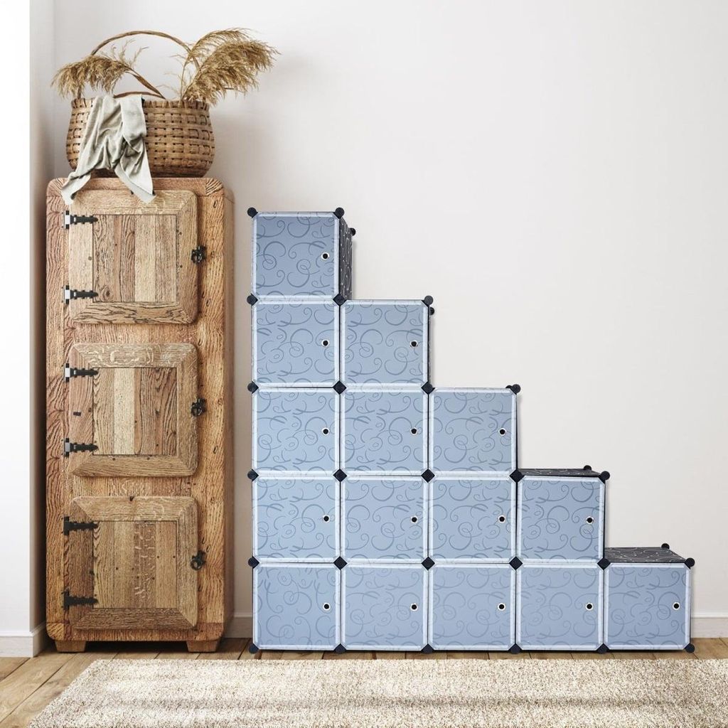 Aufbewahrungsbox mit 20 Fächern, Schwarz, DIY-Kunststoffregal