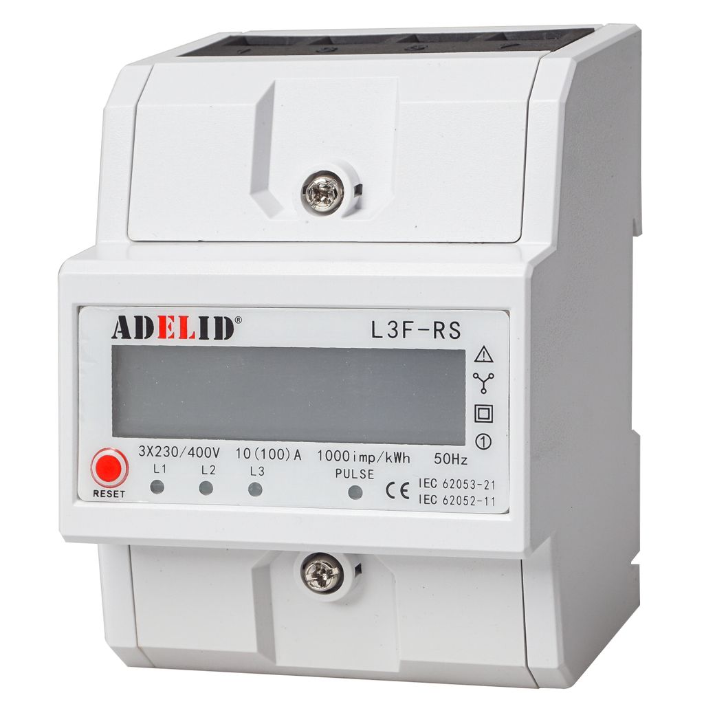 Drehtstromzähler mit Reset Funktion MID 2021 für DIN Hutschiene 100A Wechselstromzähler LCD 3-Phasen