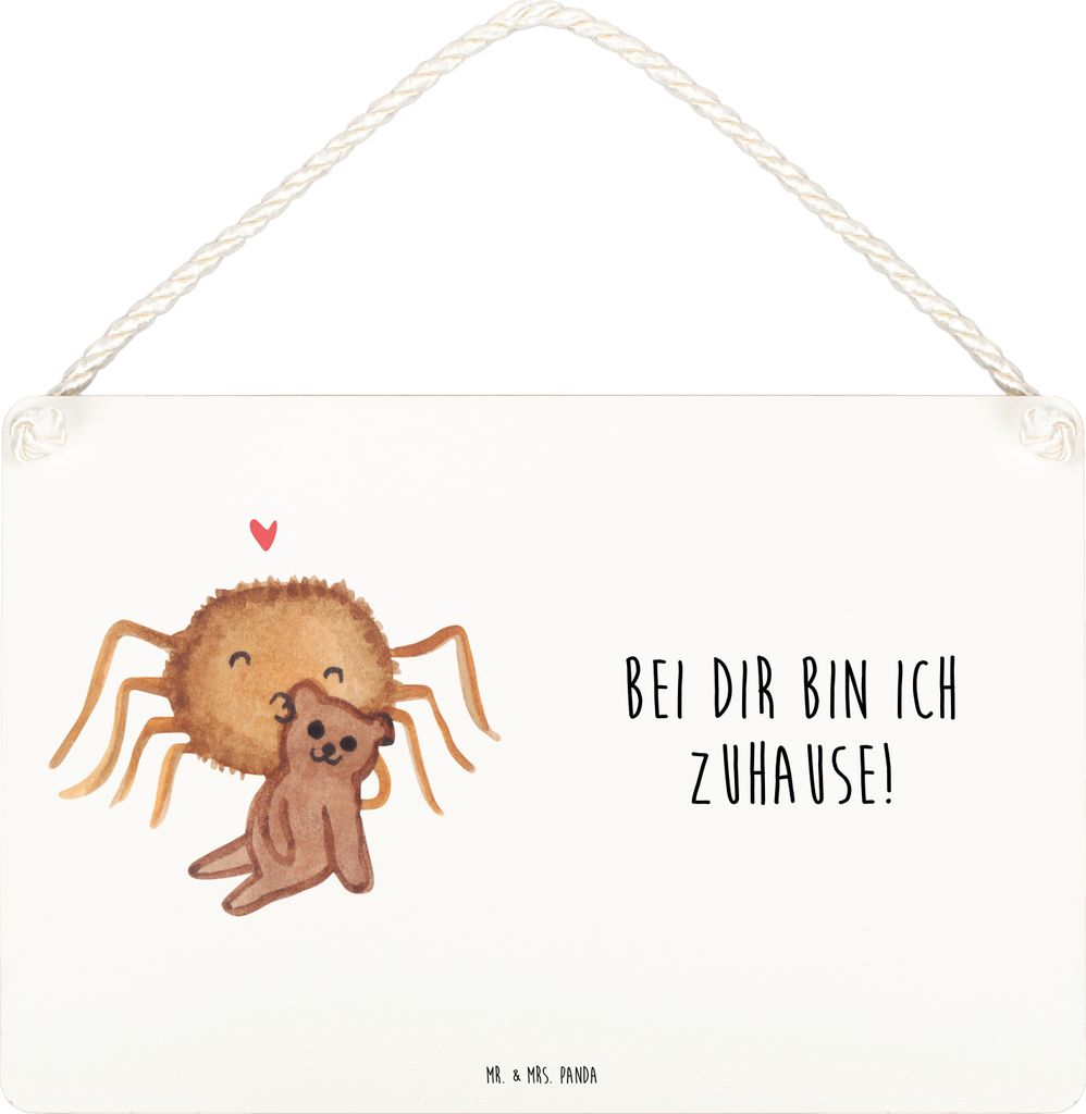 Mr. & Mrs. Panda Schild Spinne Agathe Teddy DIN A4 - Weiß - Geschenk, kleine aufmerksamkeit, Holzschild, Verliebt, Liebesbeweis, Miteinander, Wand...
