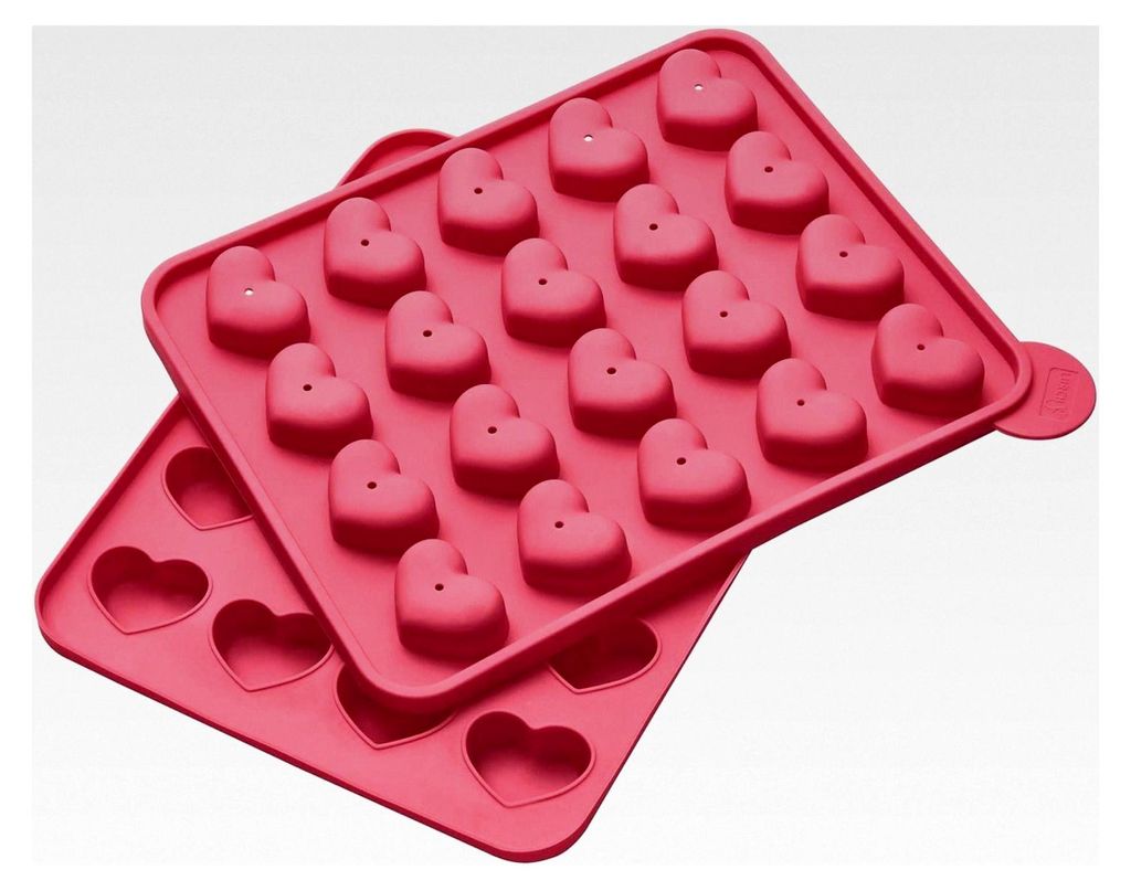 FlexiForm Herz-Cake Pops 20 Stück / Backform für 20 Cake Pops in Herzform aus 100% BPA-freiem Platin-Silikon, 20 x 24 x 3,7 cm