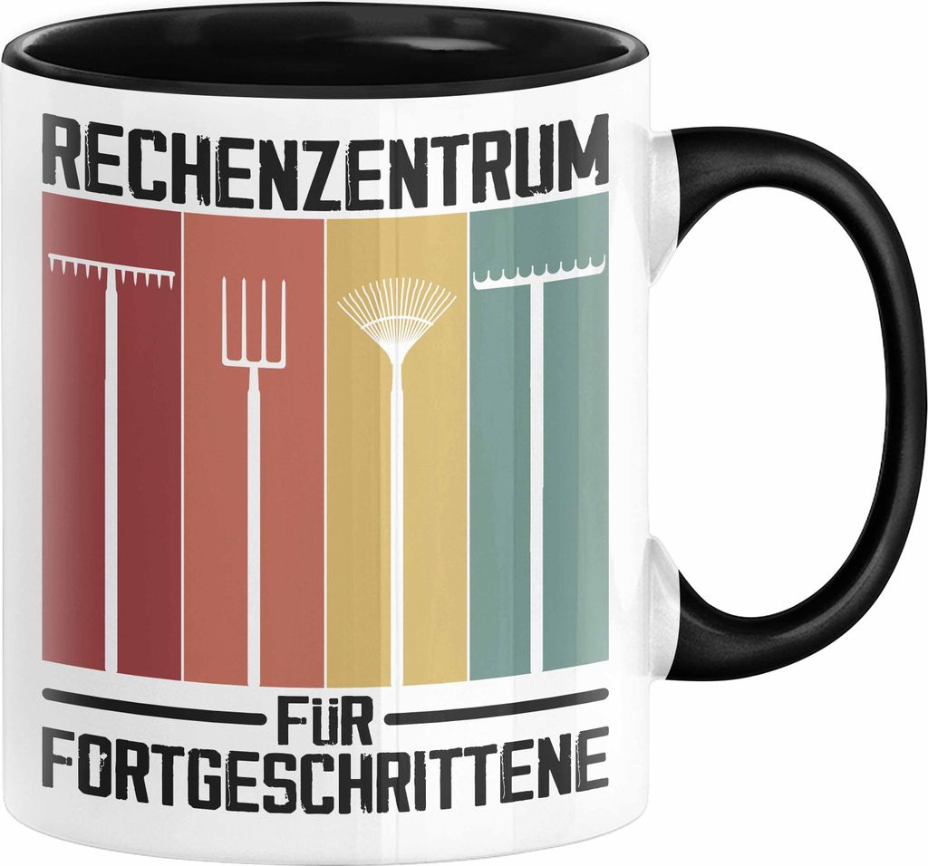 Rechenzentrum für Forgeschrittene Tasse Gschenk Gärtner, Hobbygärtner Geschenkidee Lustiger Spruch Kaffee-Becher Häferl (Schwarz)