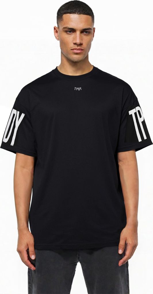 Viktor Herren Oversize-Shirt Logoprint Rundhals dicker Stoff Rundhals