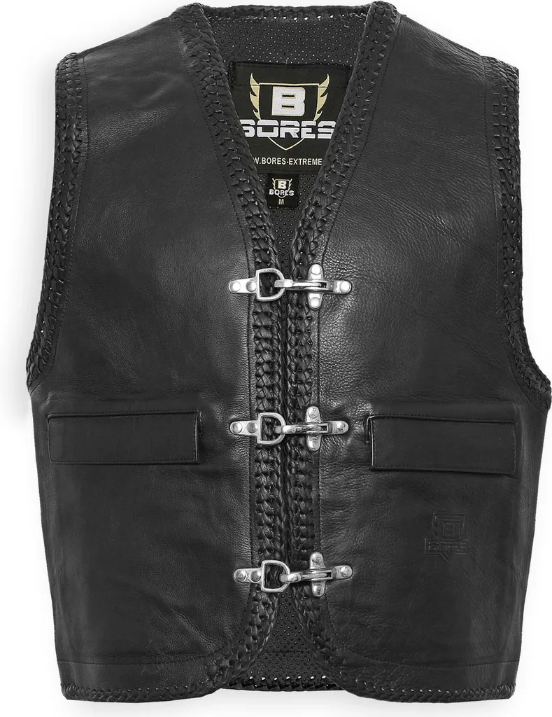 Veste sans Manche Motard Sunride 5 Noir en Cuir véritable Taille M