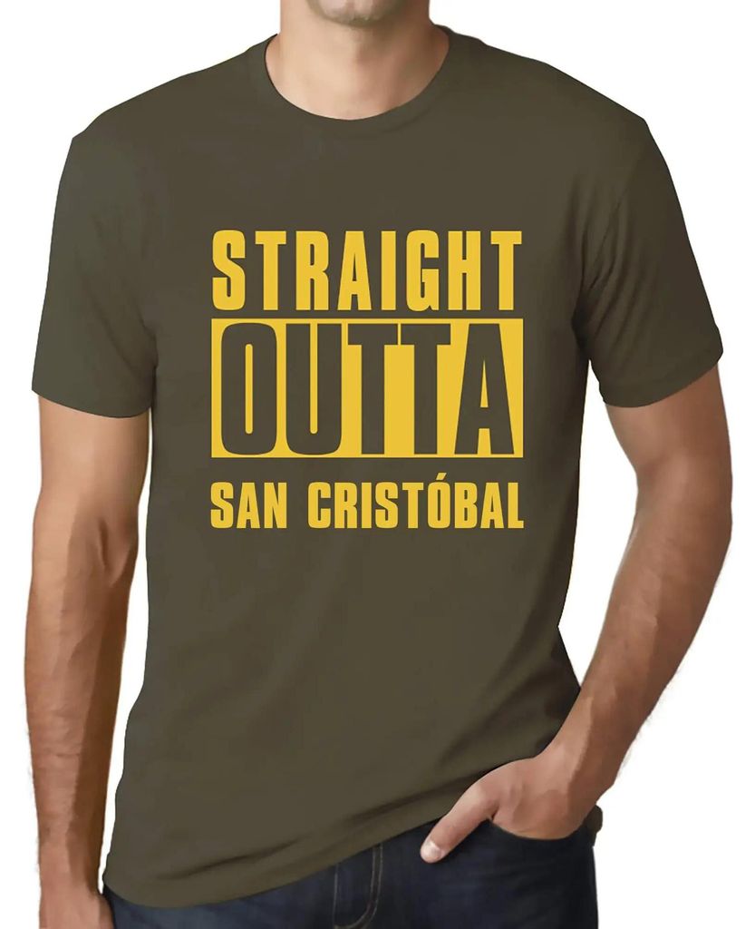 Herren Grafik T-Shirt Straight Outta San Cristóbal Öko-Verantwortlich Vintage Jahrgang Kurzarm Lustige Druck Geburtstag Geschenk Mann