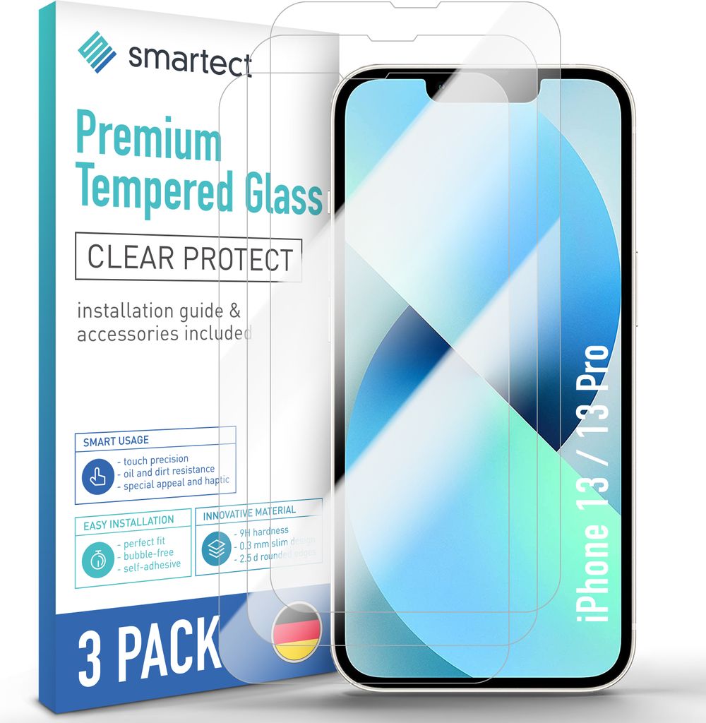 3x Schutzglas Panzerfolie Klar für iPhone 13 / 13 Pro Produktbild 