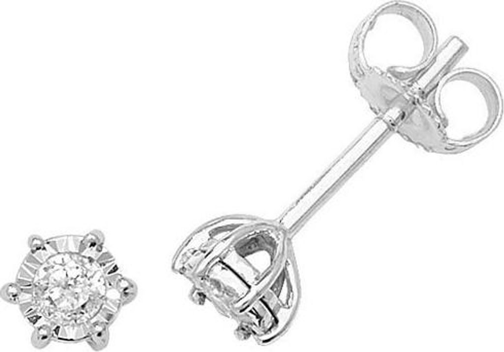 9 Karat (375) Weißgold Damen - Diamant Paar Ohrstecker Brillant-Schliff 0.15 Karat H - PK2; TRS313979KW