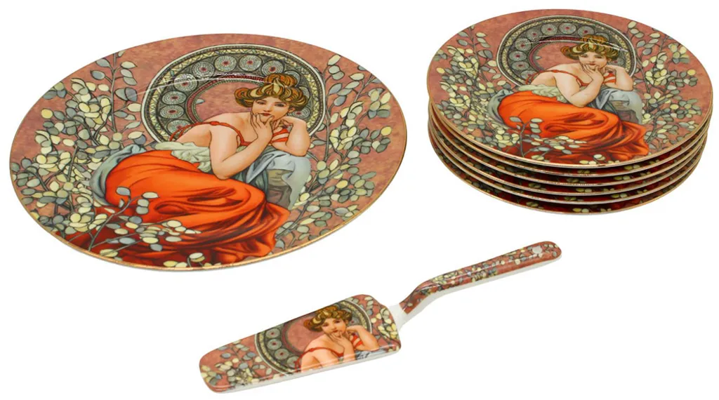 Collezione Home Elements Mucha Scuro: Set Dessert Artistico 8pz