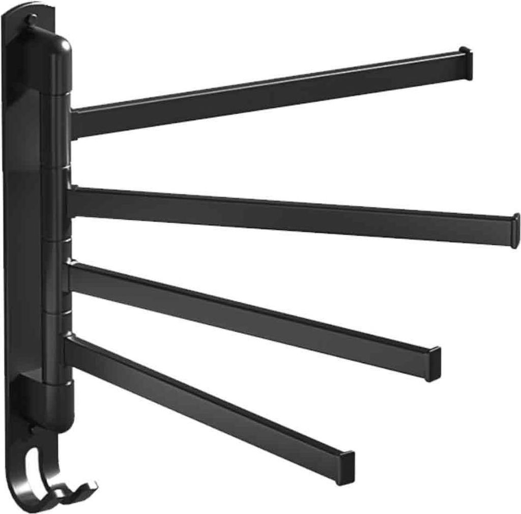 Handtuchhalter fürs Badezimmer mit 4 Handtuchstangen, 180° schwenkbarer Handtuchhalter, SUS304 Edelstahl, 33 cm, Wandmontage, Handtuchstange für...