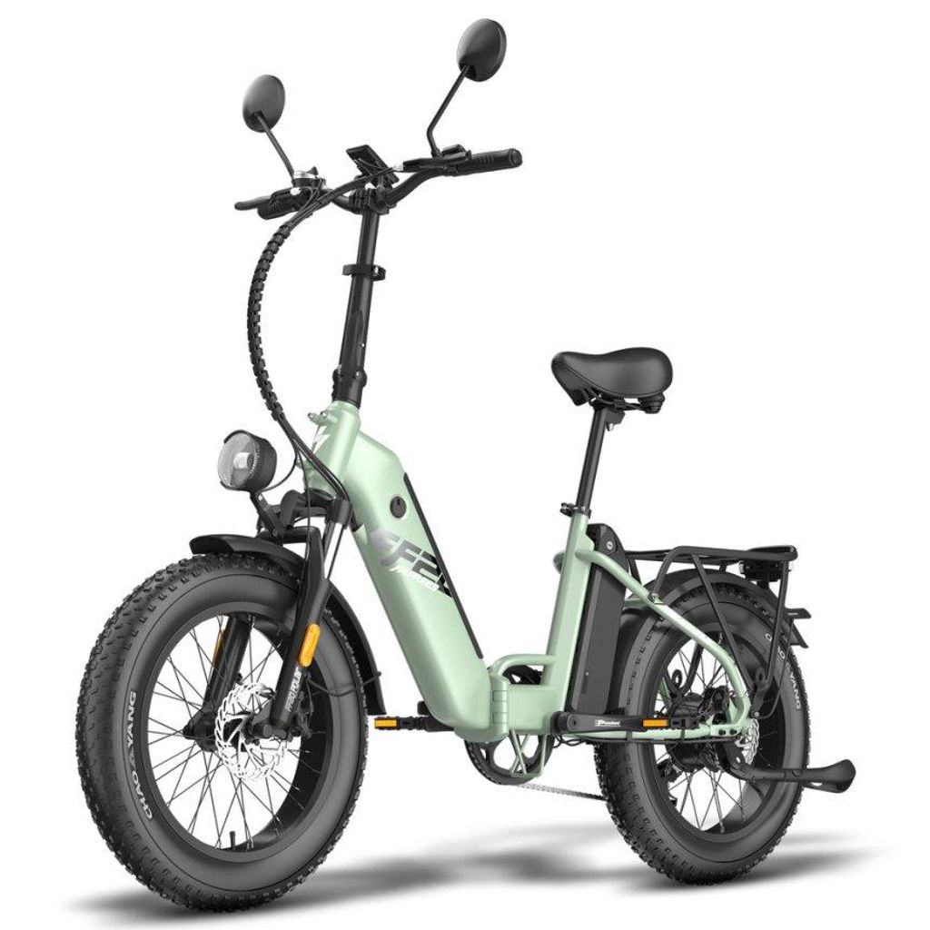 20 Zoll Klapprad Fatbike E-Bike 48V 12Ah*2 Akku 65N.m Motor, 150kg Tragfähigkeit 150KM Reichweite E-Bike Klappräder Hydraulische Bremse Grün