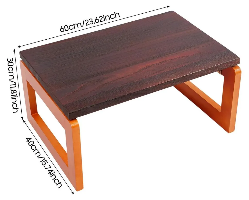 Table d'appoint pliante vintage coloris brun rouge pour petit salon