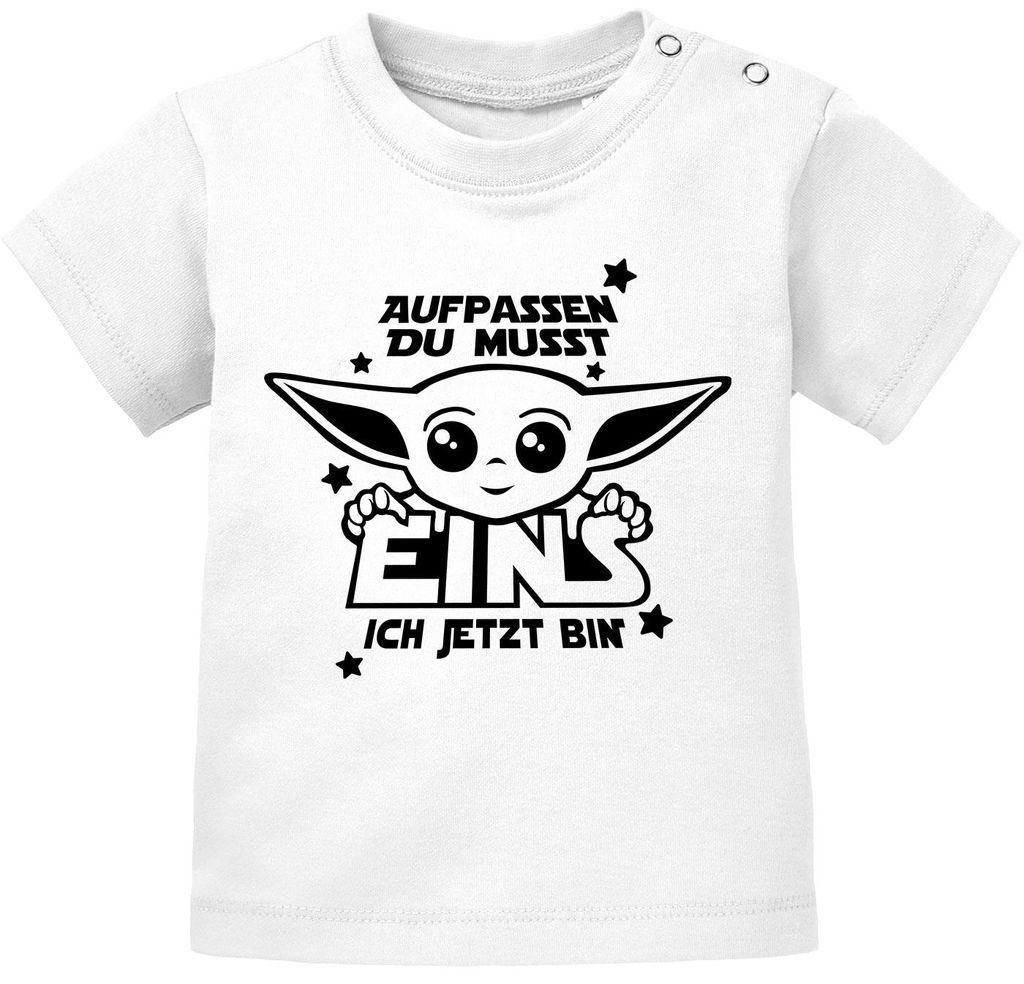 Baby T-Shirt Parodie erster oder zweiter Geburtstag lustiger Spruch Geburtstagsshirt kurzarm Baumwolle MoonWorks 1 ich jetzt bin weiß 68/74 (4-9...