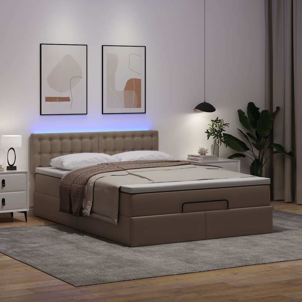 Maison Exclusive - Ottoman-Bett mit Matratzen & LEDs Cappuccino-Braun 140x200cm