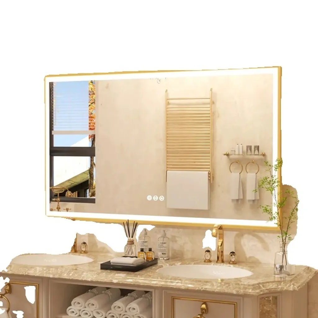 Miroir de salle de bain LED 40x24 pouces avec variateur et éclairage frontal