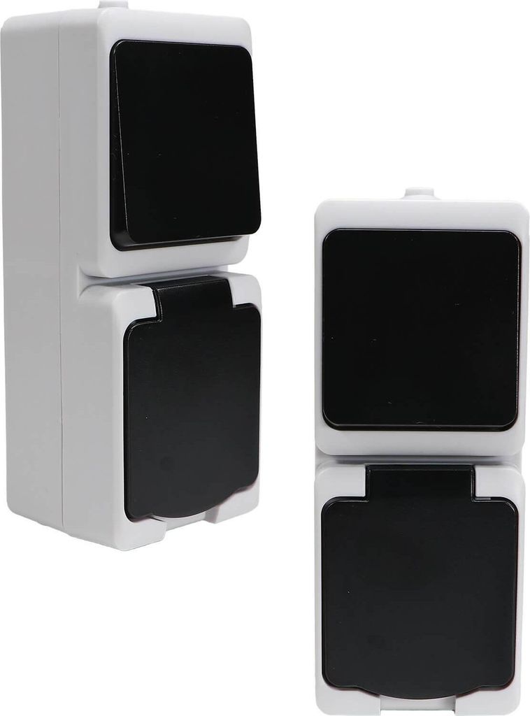 2er Set REV AquaMini Kombination Schalter Steckdose Aufputz Produktbild 