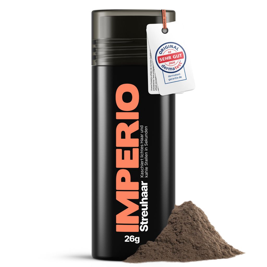 IMPERIO Streuhaar zur Haarverdichtung & vollem Haar in Sekunden. Schütthaar für einen authentischen Look. In Premium Friseurqualität - 26g (mitt...