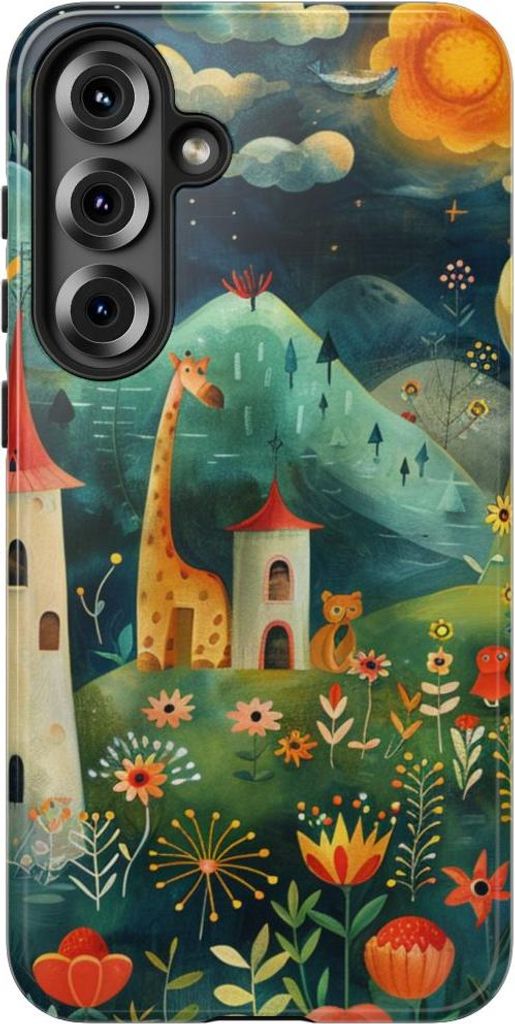 Verträumte Fantasielandschaft mit Mädchen und Tieren – Hülle Kompatibel mit Samsung Galaxy S25 Plus