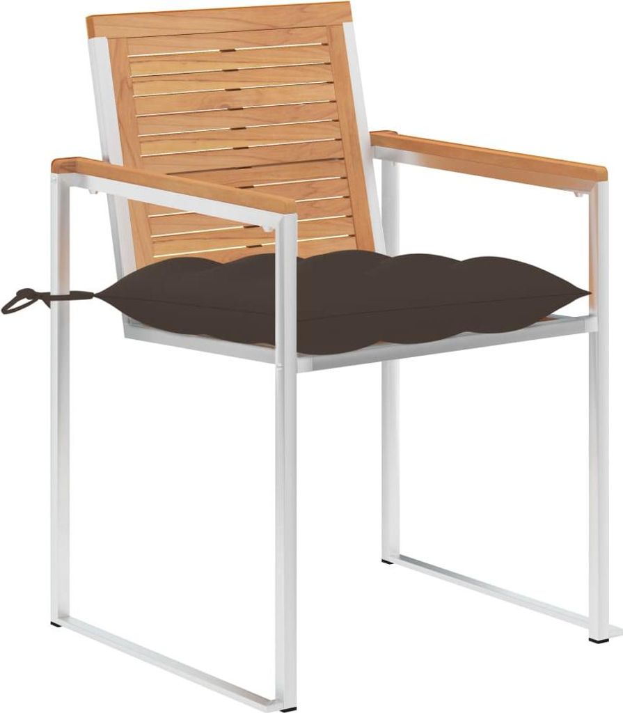 vidaXL Gartenstühle mit Kissen 2 Stk. Massivholz Teak und Stahl