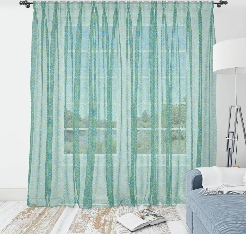Arazzo Grande Mandala Verde Acqua 220x274 - ABAKUHAUS Lavabile