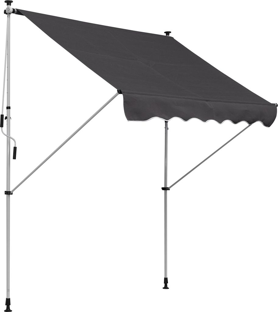 Klemmmarkise mit Handkurbel höhenverstellbar Gelenkarmmarkise schmutzabweisend, witterungsbeständig Balkonmarkise 150cm breit Terrassenmarkise f...