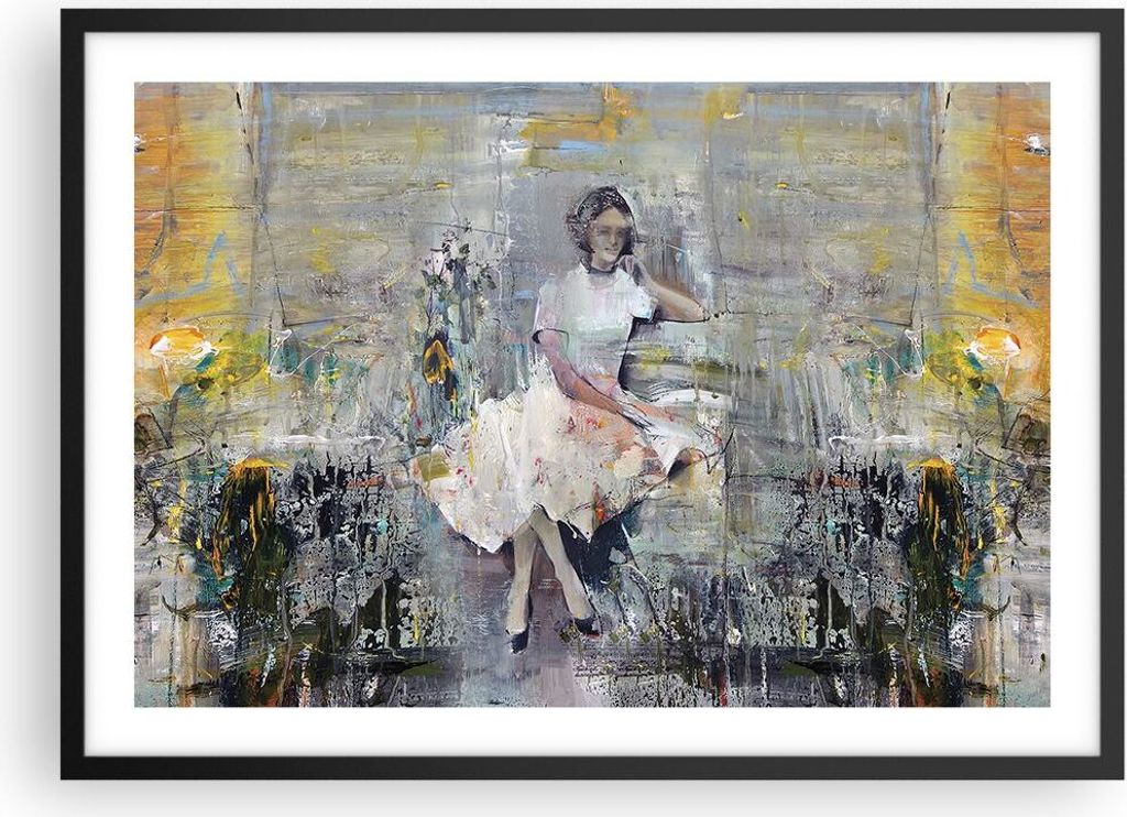 Gerahmtes Poster - Schwarzer Rahmen - Zeitgenössisch Malerei Frau - 70x50 cm - Wand Bild - Wanddeko - Wandbilder - Kunstposter - Wandposter - Bild...
