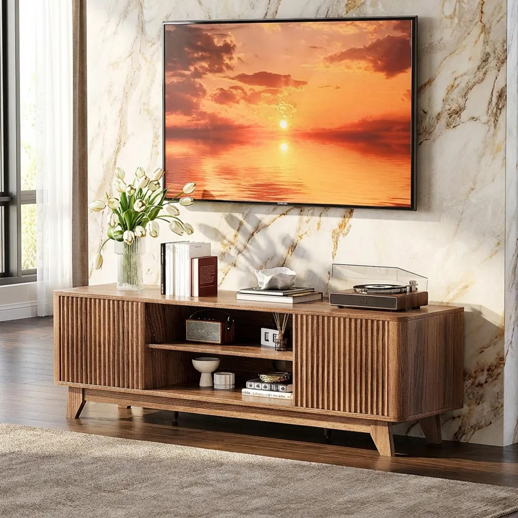 Mobile Porta TV 150 cm Noce - Basso con Cassetti e Ante - Soggiorno