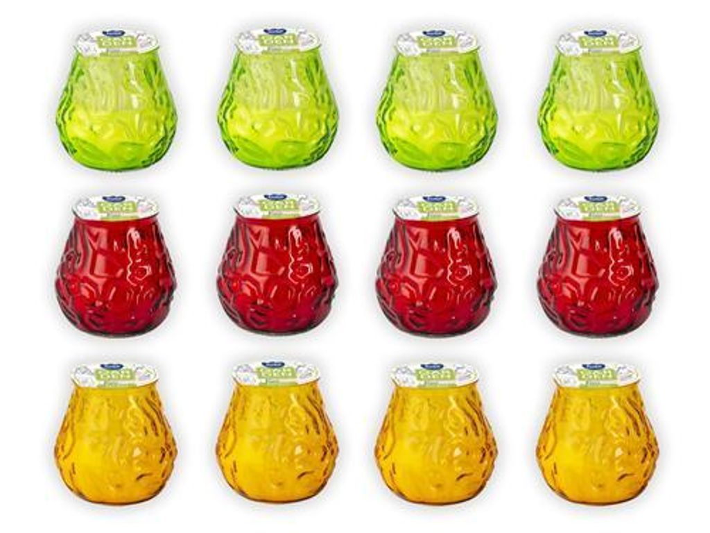 12er Set Windlichter Glas bunt – Gartenkerzen Outdoor Produktbild 