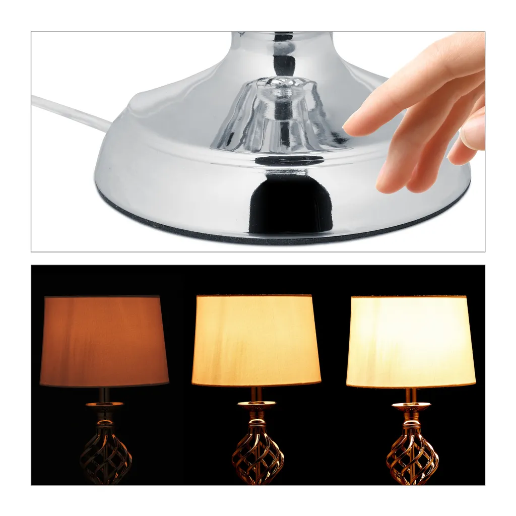 Relaxdays Lampada da Tavolo Moderna Dimmerabile - Touch Design E14 - 6