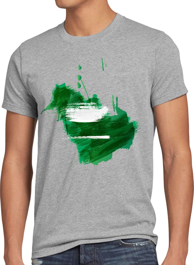BaumwolleCloud Flagge Saudi-Arabien Herren T-Shirt Fußball Sport Arabia WM EM Fahne