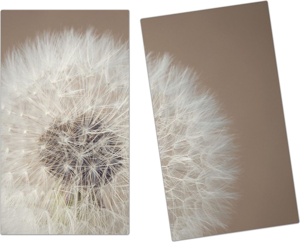 Spritzschutz Herdabdeckplatte Schneidebrett aus Glas Löwenzahnblüte 2-Teilig (60x52cm)