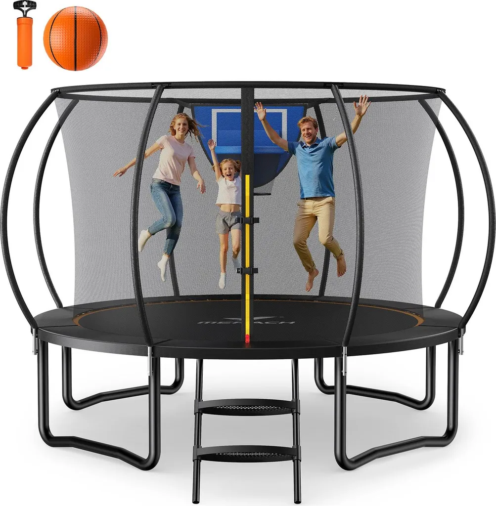 Grand Trampoline de Jardin 305cm avec Filet de Sécurité Enfant MERACH