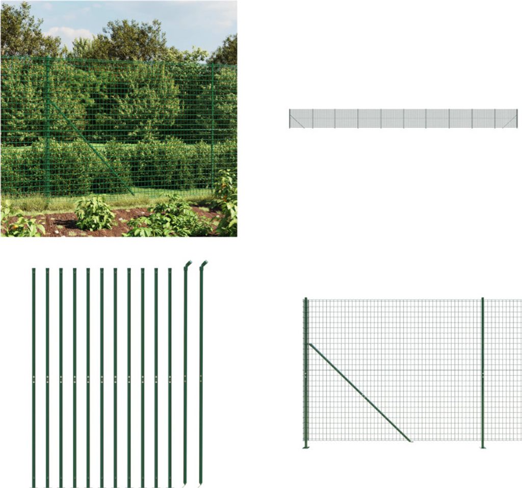 vidaXL Maschendrahtzaun mit Bodenflansch Grün 2x25 m - Produktbild 