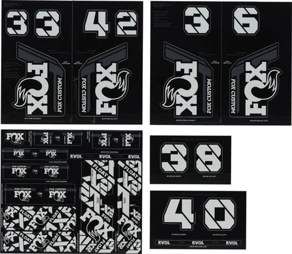 Réparer Rayures Fourche Fox avec le Kit Autocollants 2021 Noir Noir