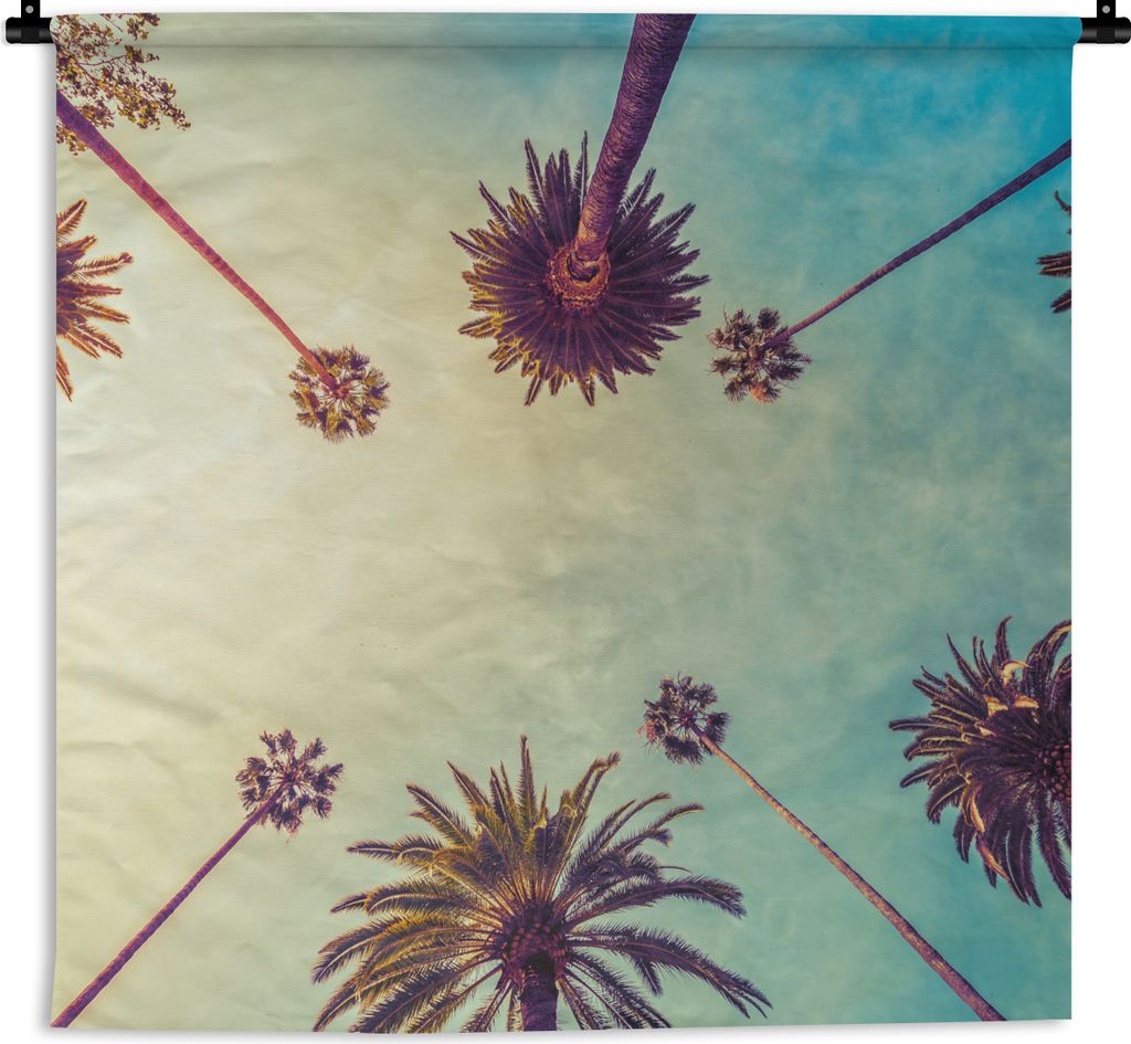 MuchoWow Wandteppich Wandbehang Palme - Himmel - Bäume - Sommer - Tropisch 60x60 cm Tapisserie Dekoration Wandtuch - Dekorationen - Wand Decke