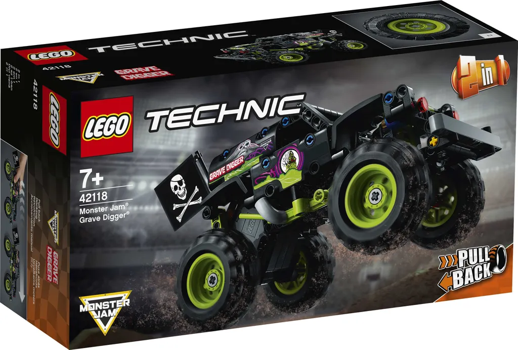 Camion à rétrofriction LEGO 42118 Grave Digger 2-en-1, Set Technic 7 ans