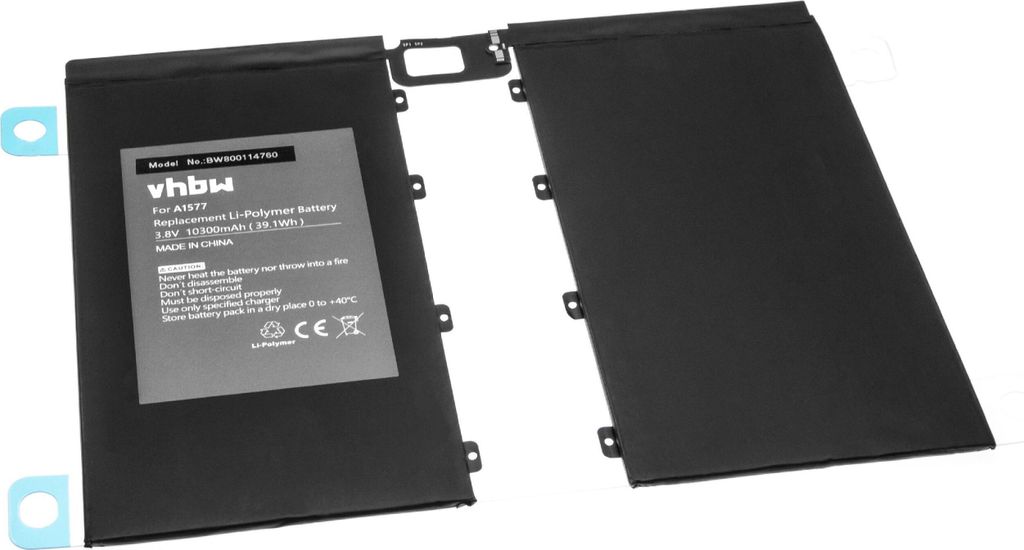 vhbw Akku Ersatz für Apple A1577 für Tablet Pad (10300 mAh, 3,8 V, Li-Polymer)