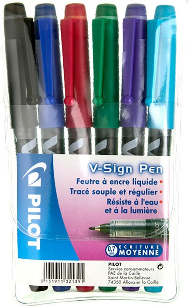PILOT Faserschreiber V Sign Pen 6er Etui