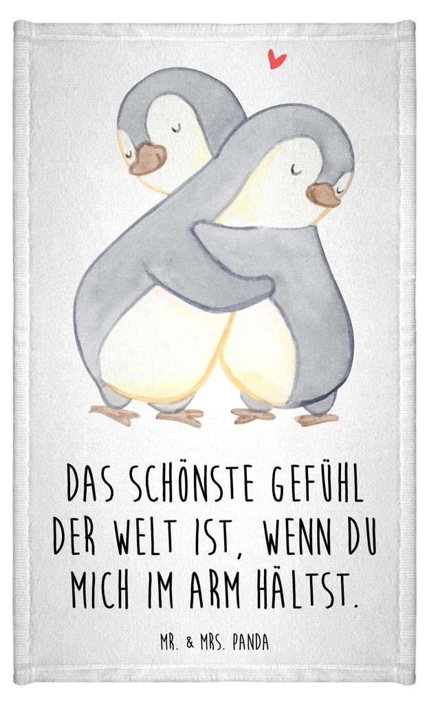Mr. & Mrs. Panda Handtuch Pinguine Kuscheln - Weiß - Geschenk, Valentinstag, Jahrestag, Gäste-WC, Baumwollhandtuch, Hochzeitstag, Mini-Handtuch, ...