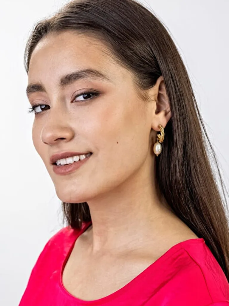 Boucles d'oreilles plaquées or perle Grace White MCE23005G Chic - 3