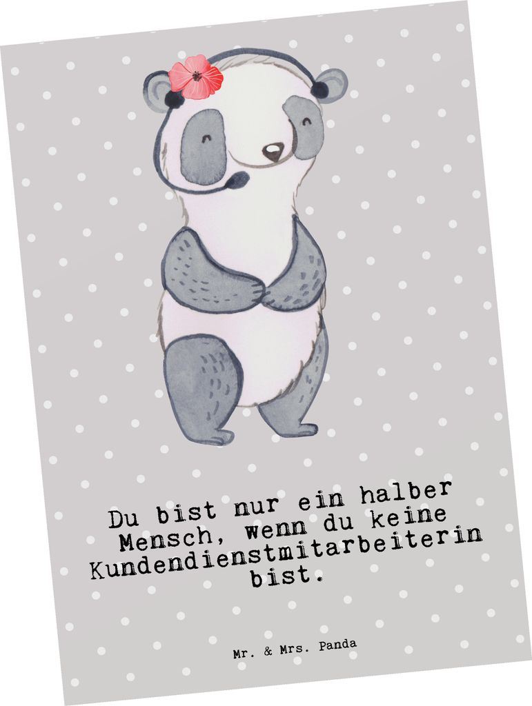Mr. & Mrs. Panda Postkarte Kundendienstmitarbeiterin Herz - Produktbild 
