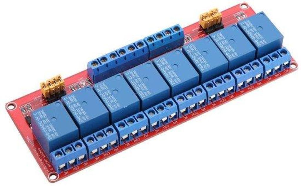 Relaismodul mit 8 Kanälen, optische Schnittstelle, Druckplatine, Hoch- und Tieftriggeregelung, 5V/12V/24V mit Montageschrauben