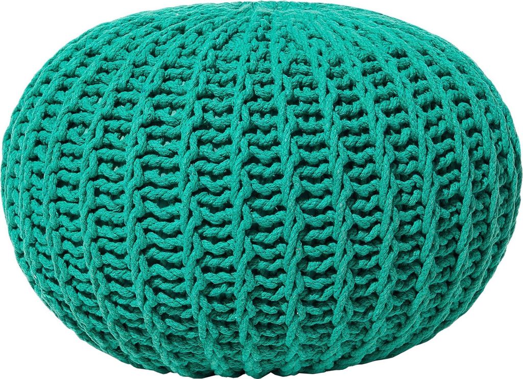 BELIANI Puf zielony bawełniany okrągły dziergany 50 x 35 cm Zdjęcie produktu 